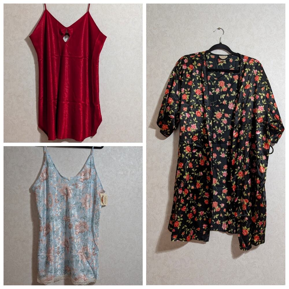 Vintage Intimate Moods Lot Nightgown Robe Womens 2X Grandma Core NWT